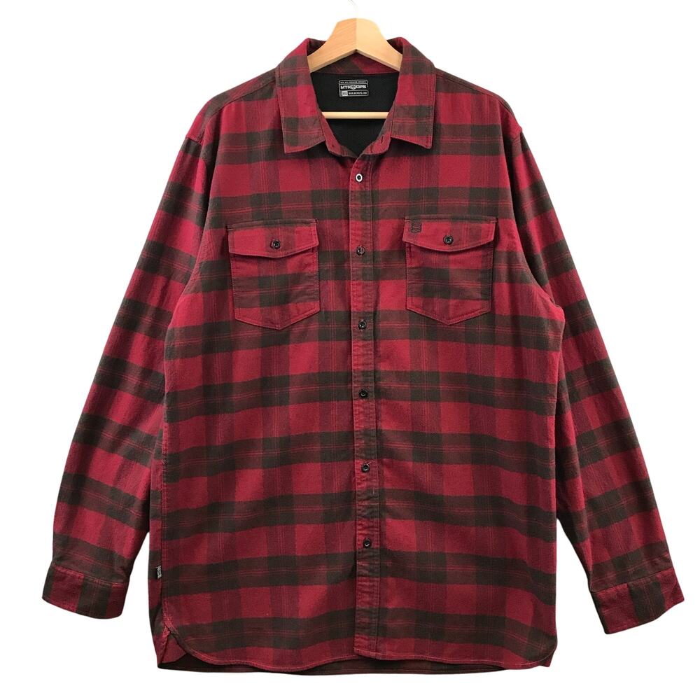 Mt Ops Mens Shirt Flannel Button Down Size XXL Red Plaid‎ Long Sleeve